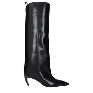 The Attico Black Leather High Heel Women's Boots